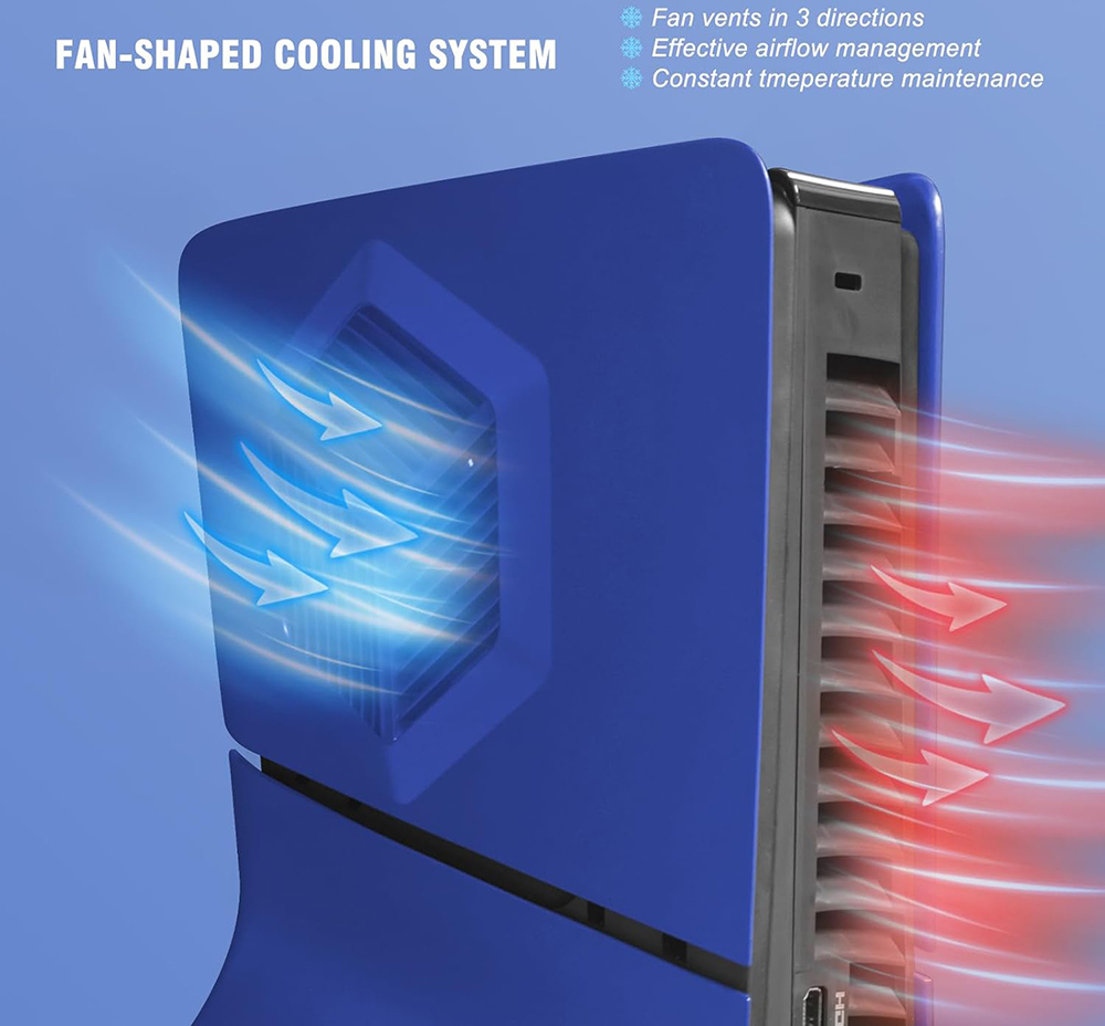 console case cover replacement plate shell for ps5 slim disc blue text 01