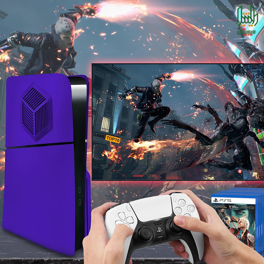 console case cover replacement plate shell for ps5 slim disc blue text 03