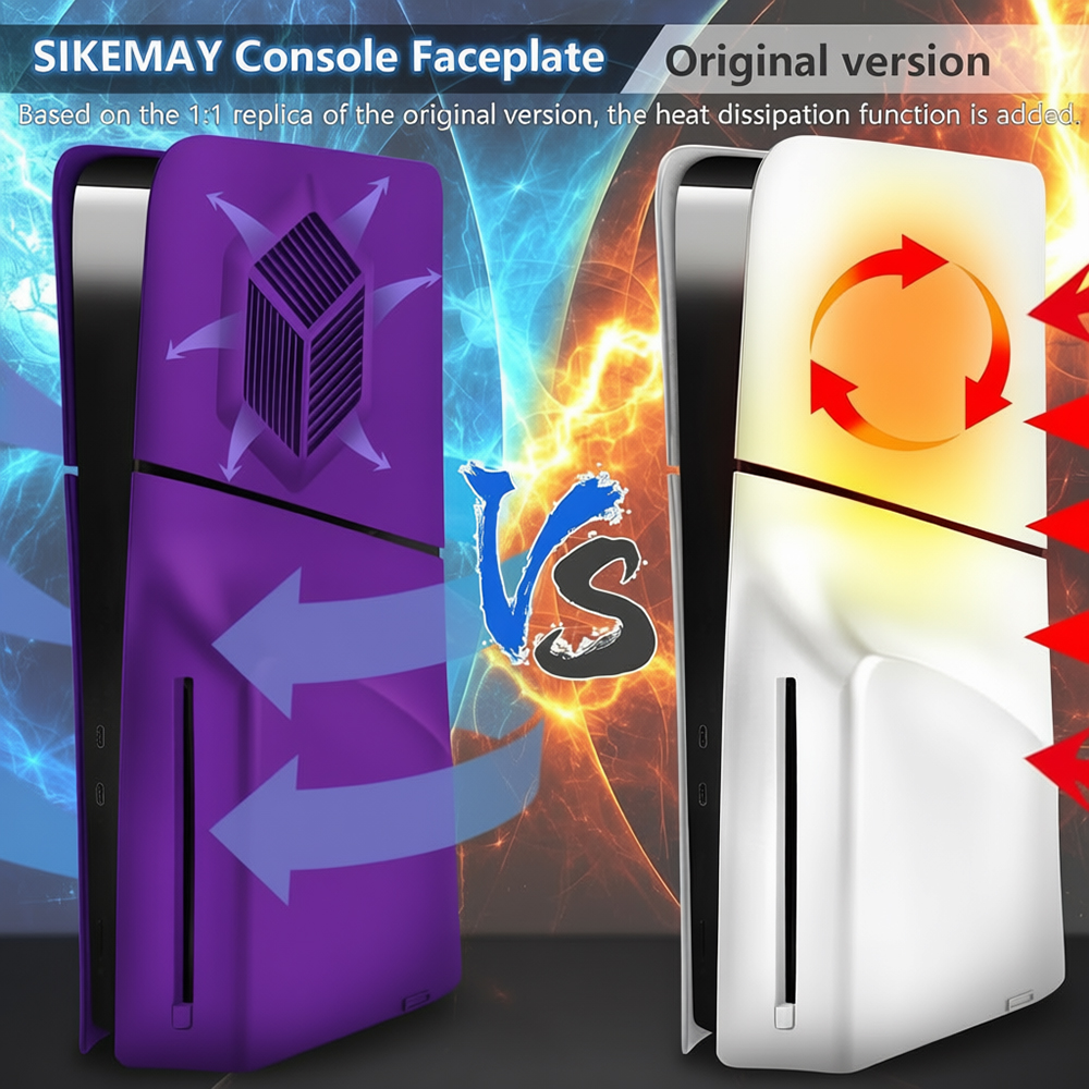 console case cover replacement plate shell for ps5 slim disc purple text 01