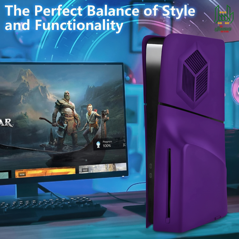 console case cover replacement plate shell for ps5 slim disc purple text 02