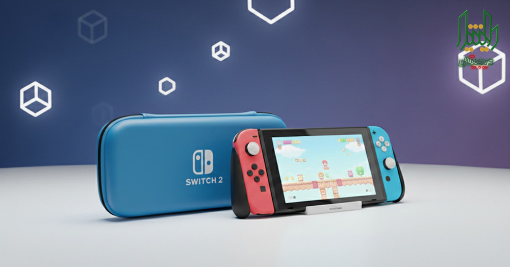 nintendo switch 2 carrying case blue with glass and protector text 02